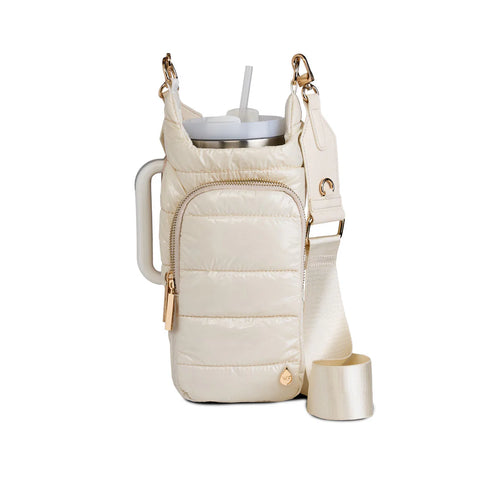 WanderFull HydroBag® HANDLE™ - Ivory Glossy with Solid Vegan Leather Trimmed Strap