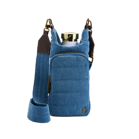 WanderFull Denim HydroBag® with Antique Brass and Denim w/ Vegan Leather Strap