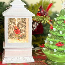Load image into Gallery viewer, Porcelain Green Tree with Cardinal and Twinkle Lights for Just Jill
