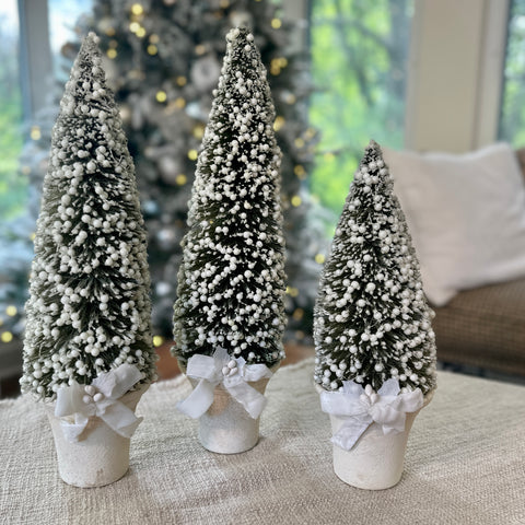 Set of 3 Large Snowy Bottle Brush Trees for Just Jill