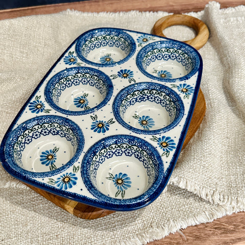 Polish Pottery Six Muffin Baking Dish