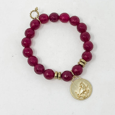 Powerbeads by jen Petites Cardinal on Faceted Red Jade Bracelet