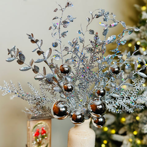 Set of 2 18" Glitter Ball Berry Sprays BOGO OFFER