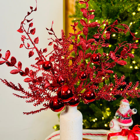 Set of 2 18" Glitter Ball Berry Sprays (Buy one set/get another at 50% off)