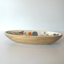 Load image into Gallery viewer, Restoration Oak Artisan Crafted Pressed Flower Canoe Shaped Dish
