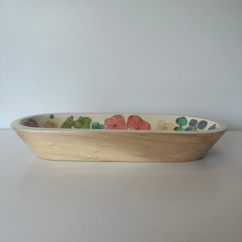 Restoration Oak Artisan Crafted Small Oval Pressed Flower Bowl