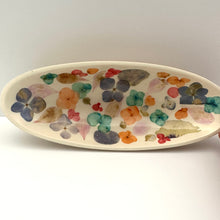 Load image into Gallery viewer, Restoration Oak Artisan Crafted Pressed Flower Canoe Shaped Dish
