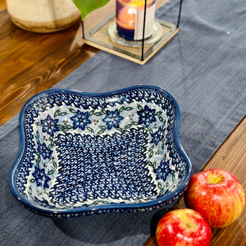 Polish Pottery Signature Large Square Curved Bowl