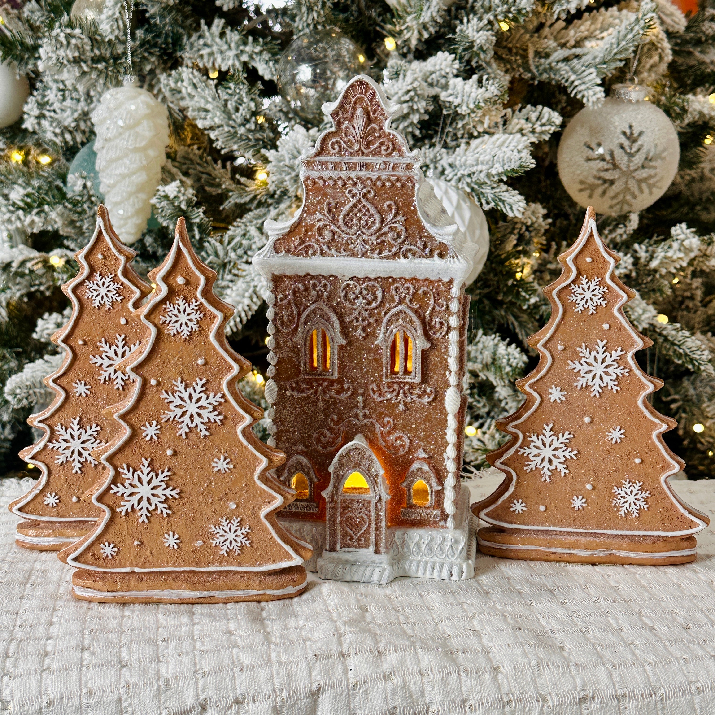 Christmas Neutral 2024 Gingerbread Trees Set of Two