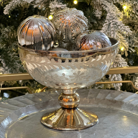 Etched Footed Champagne Glass Pedestal Bowl for Just Jill