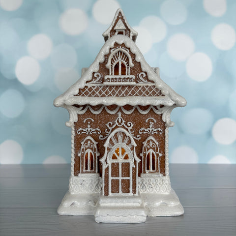 Elegant Gingerbread House with Lights for Just Jill