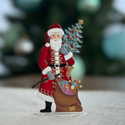 Standing Santa Hand Painted German Pewter Figurine