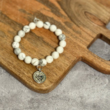 Load image into Gallery viewer, PowerBeads by jen Petites White Howlite with Embossed Heart Charm
