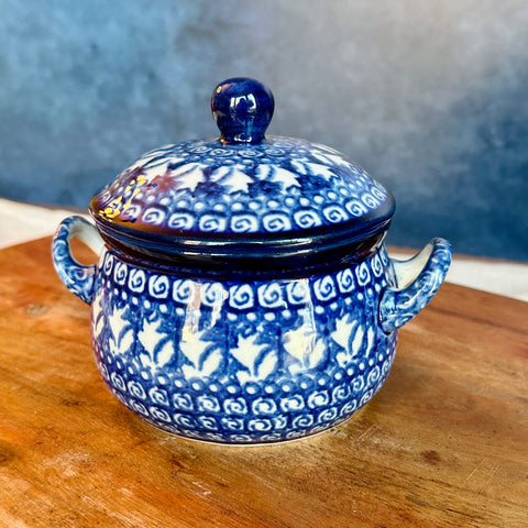 Polish Pottery Soup Bowl with Handle and Lid