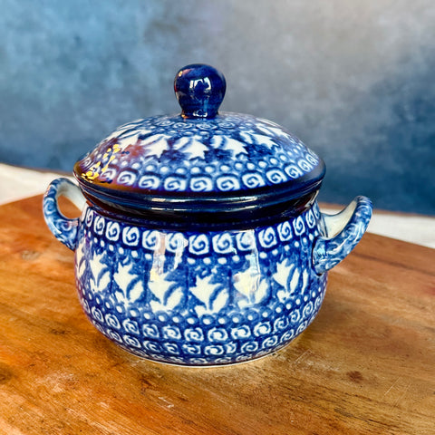 Polish Pottery Signature Soup Bowl with Handle and Lid