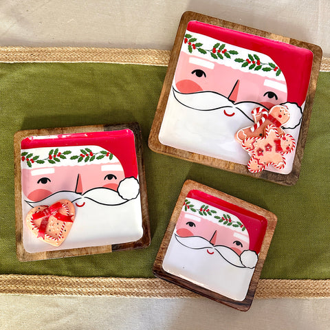 Set of 3 Square Santa Serving Tray for Just Jill