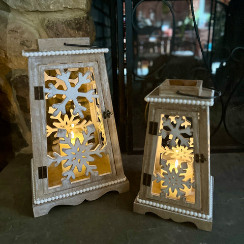 Set of 2 Snowflake Wood Lanterns for Just Jill