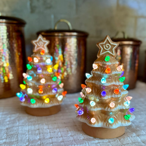 Set of 2 Light Up Gingerbread Trees for Just Jill