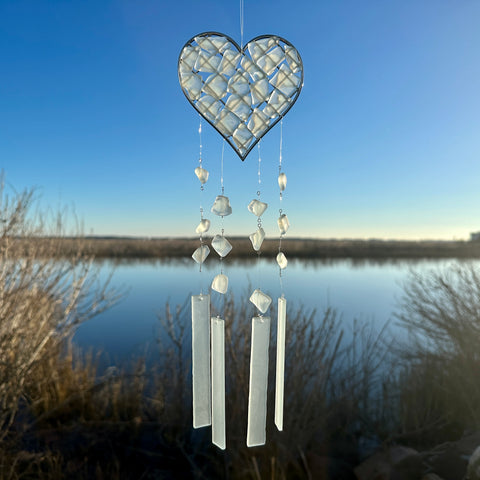 Sea Glass Heart Wind Chime for Just Jill