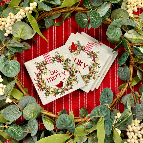Set of 4 Holiday Message Coaster Set for Just Jill