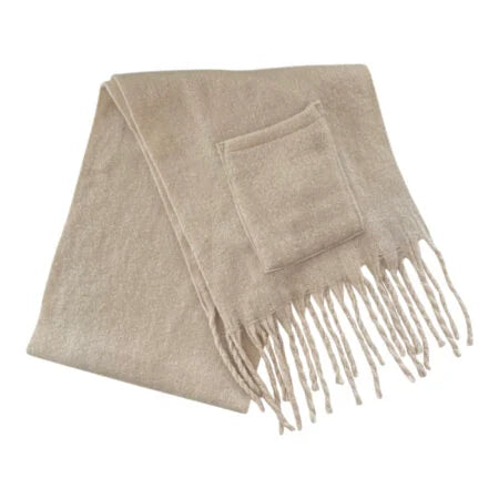 Sprigs Oversized Fringe Scarf and Velvet Texting Glove Set