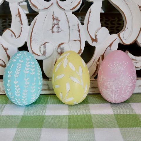 Set of 3 Botanical Design Easter Eggs