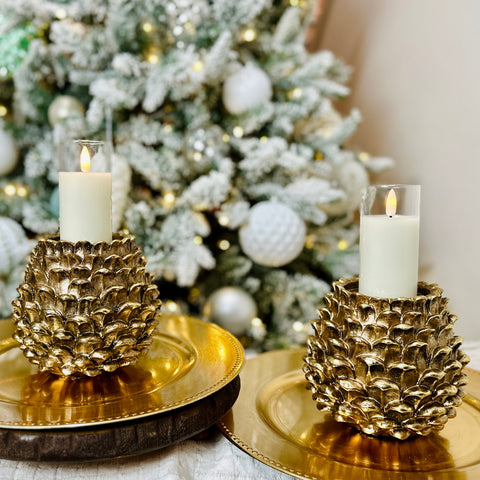 Set of 2 Pinecone Candle Holders for Just Jill