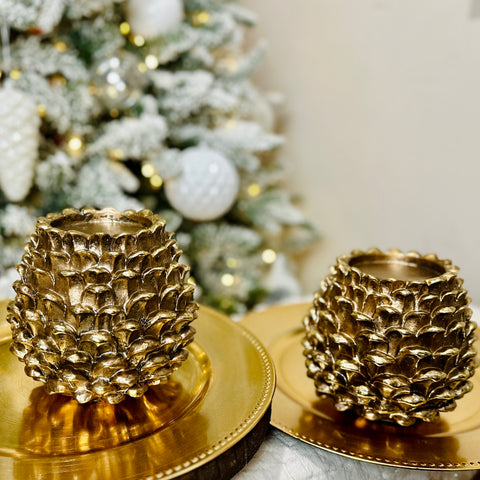 Set of 2 Pinecone Candle Holders for Just Jill