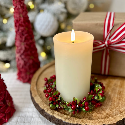 Set of 2 Red Berry Jewel Candle Rings for Just Jill