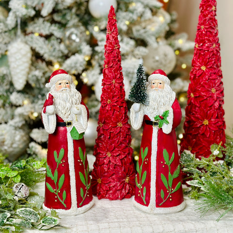 Set of 2 Festive Red Mistletoe Santas