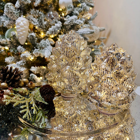 Set of 2 Mercury Glass Pinecones for Just Jill