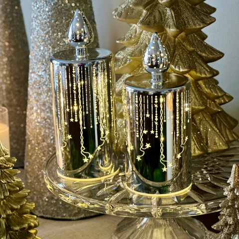 Set of 2 Mercury Glass Starlight Candles for Just Jill