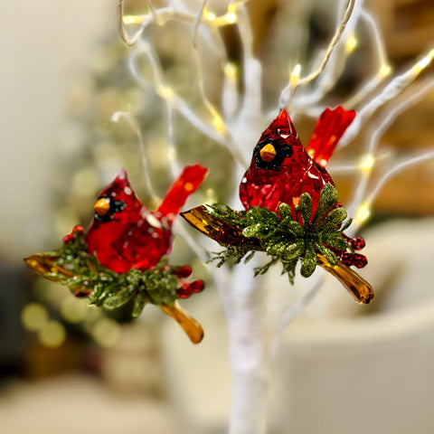 Set of 2 Cardinal Christmas Ornaments for Just Jill