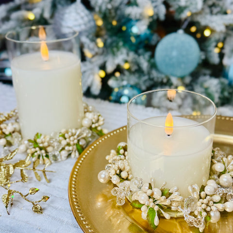 Set of 2 Red Berry Jewel Candle Rings for Just Jill