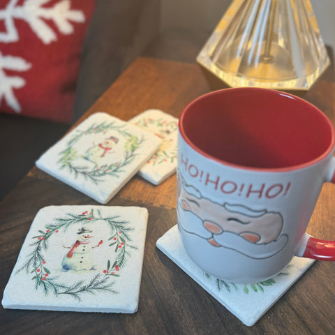 Set of 4 Snowman Coasters for Just Jill