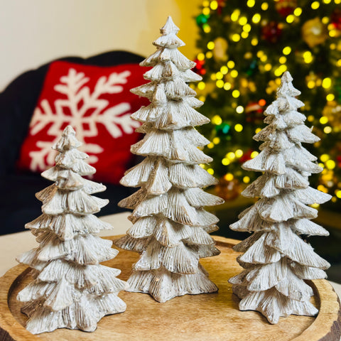 Set of 3 Whitewashed Glittered Trees for Just Jill