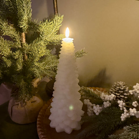 10.5"H Ivory Christmas Tree Flameless Wax Candle