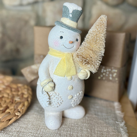 Set of 2 Snowman w/ Bottlebrush Tree and Wreath for Just Jill