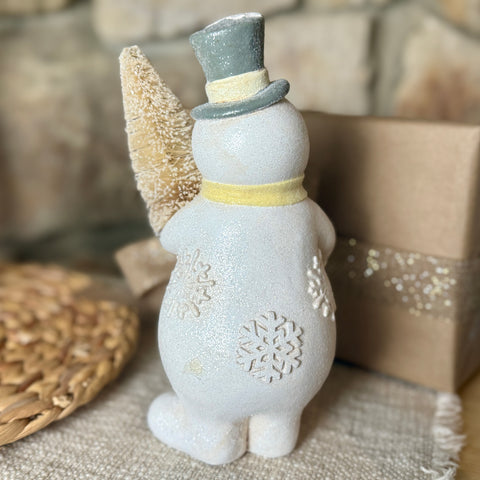 Set of 2 Snowman w/ Bottlebrush Tree and Wreath for Just Jill