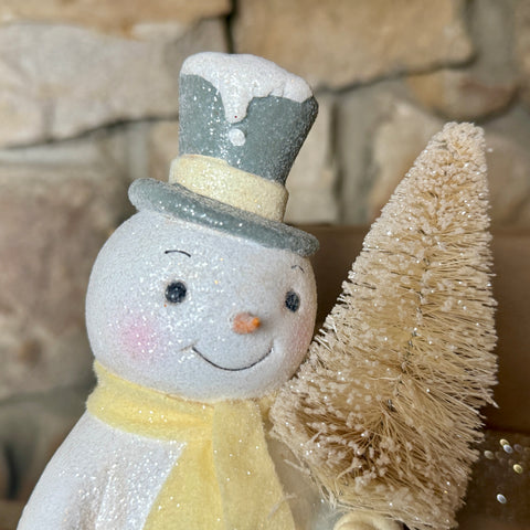 Set of 2 Snowman w/ Bottlebrush Tree and Wreath for Just Jill