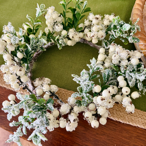 Iced Berry Boxwood Candle Ring for Just Jill