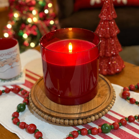 6" Red Glass Pillar Flameless Candle for Just Jill