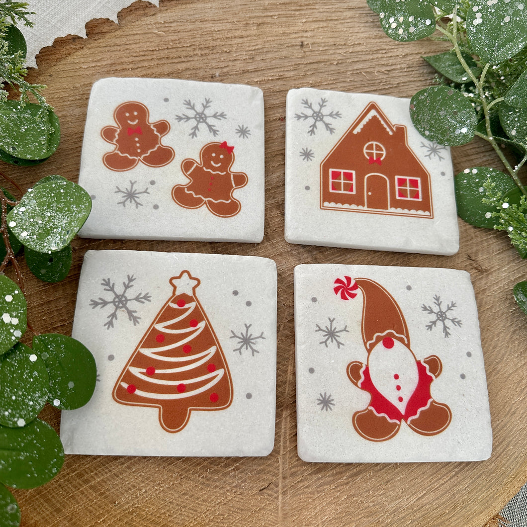 Gingerbread Holiday Decor Coasters  4 pcs Set for Just Jill