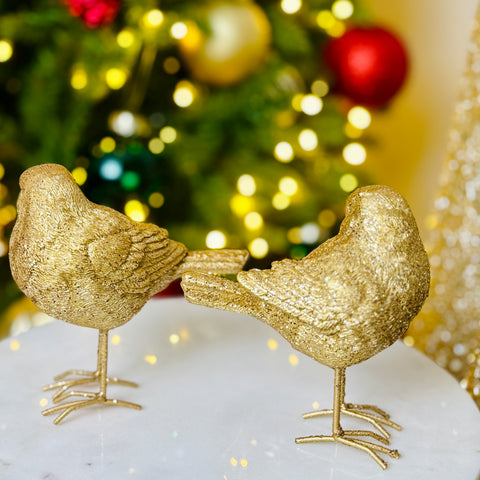 Set of 2 Golden Glitter Birds for Just Jill