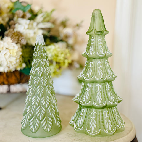 Frosted Glitter Glass Ivy Tree Set of 2 for Just Jill