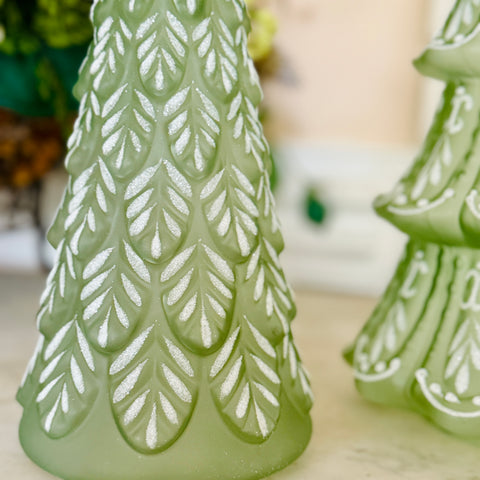 Frosted Glitter Glass Ivy Tree Set of 2 for Just Jill