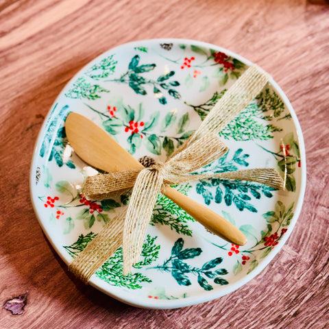 Appetizer Plate w/ Wood Spreader and Southern Roots Sisters Jam