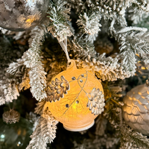 Set of 2 Frosted LED Pinecone Ornaments for Just Jill