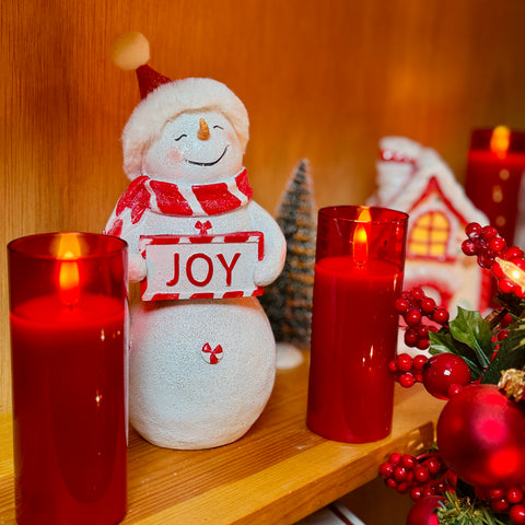 Set of 2 5" Petite Red Glass Flameless Pillar Candles for Just Jill