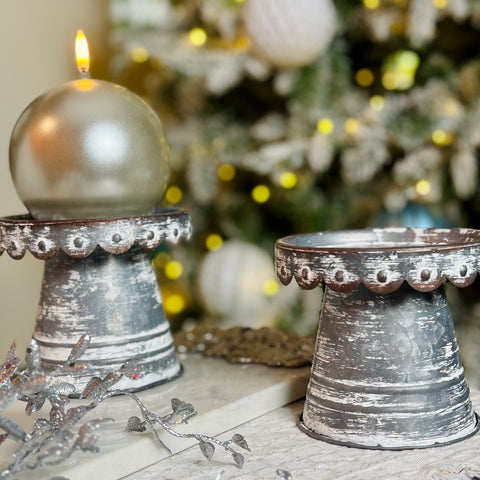 Scalloped Silvertone Candle Holders for Just Jill-BOGO OFFER